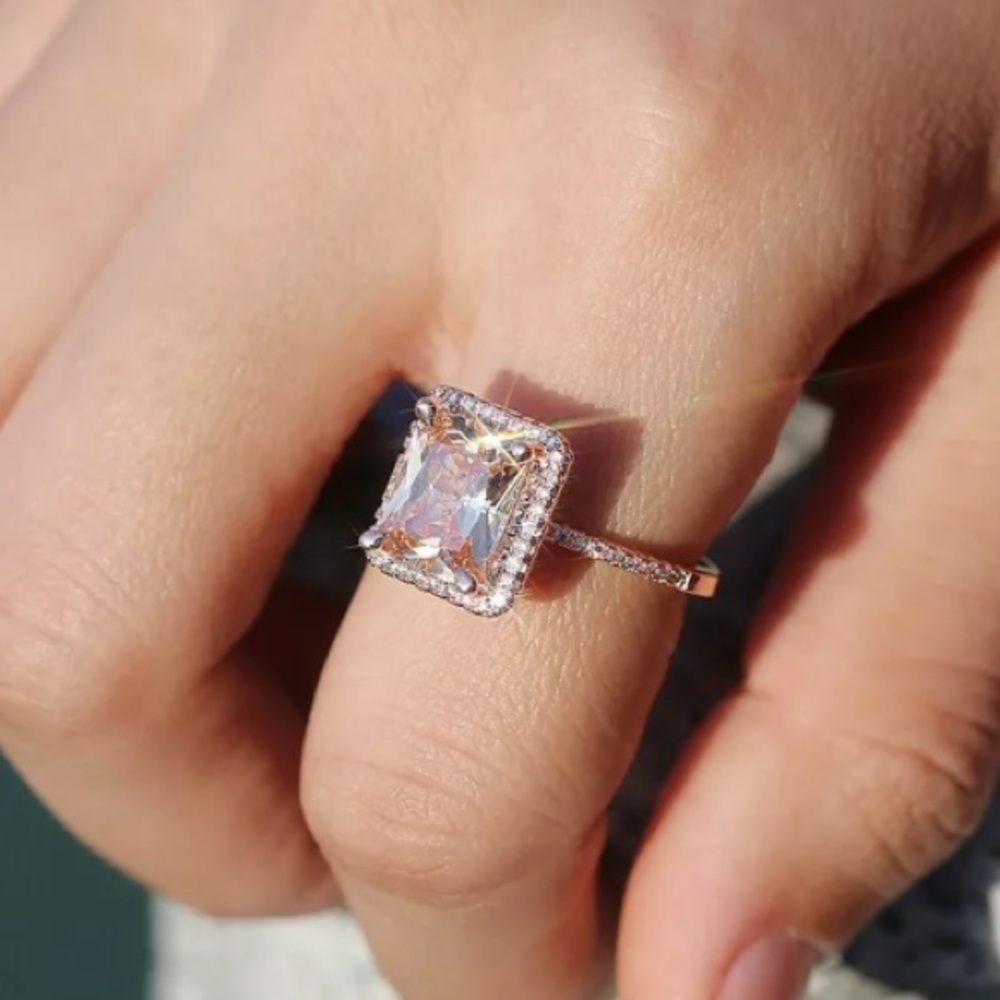 18K rose gold plated diamond ring